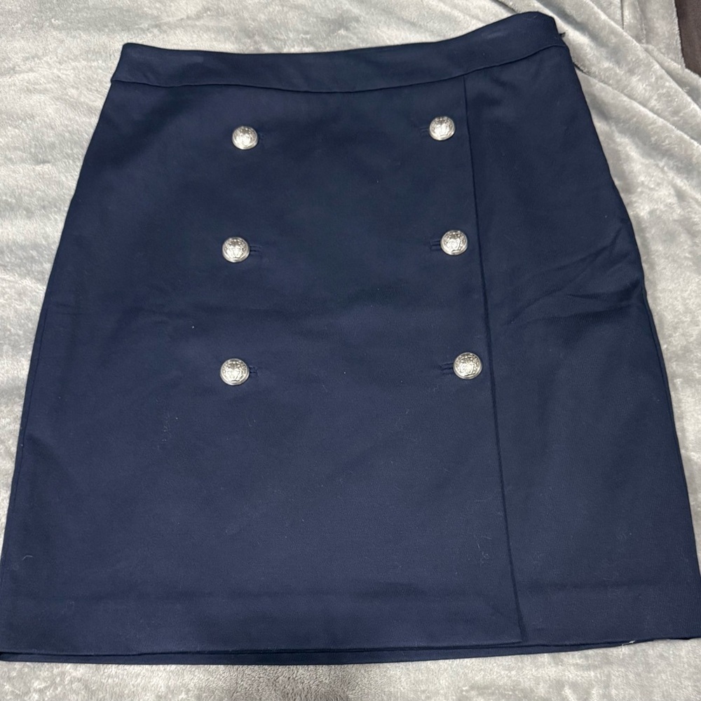 NWT Talbots Nautical Faux Wrap Navy Skirt - Picture 2 of 7